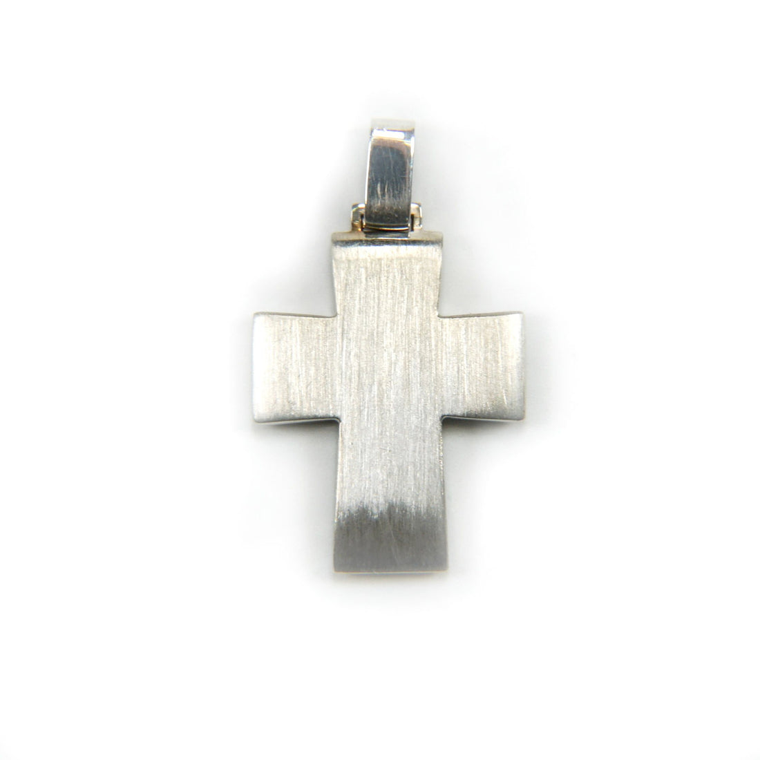 Tressor Cruz Rectangular Frente Abombado Oro Blanco