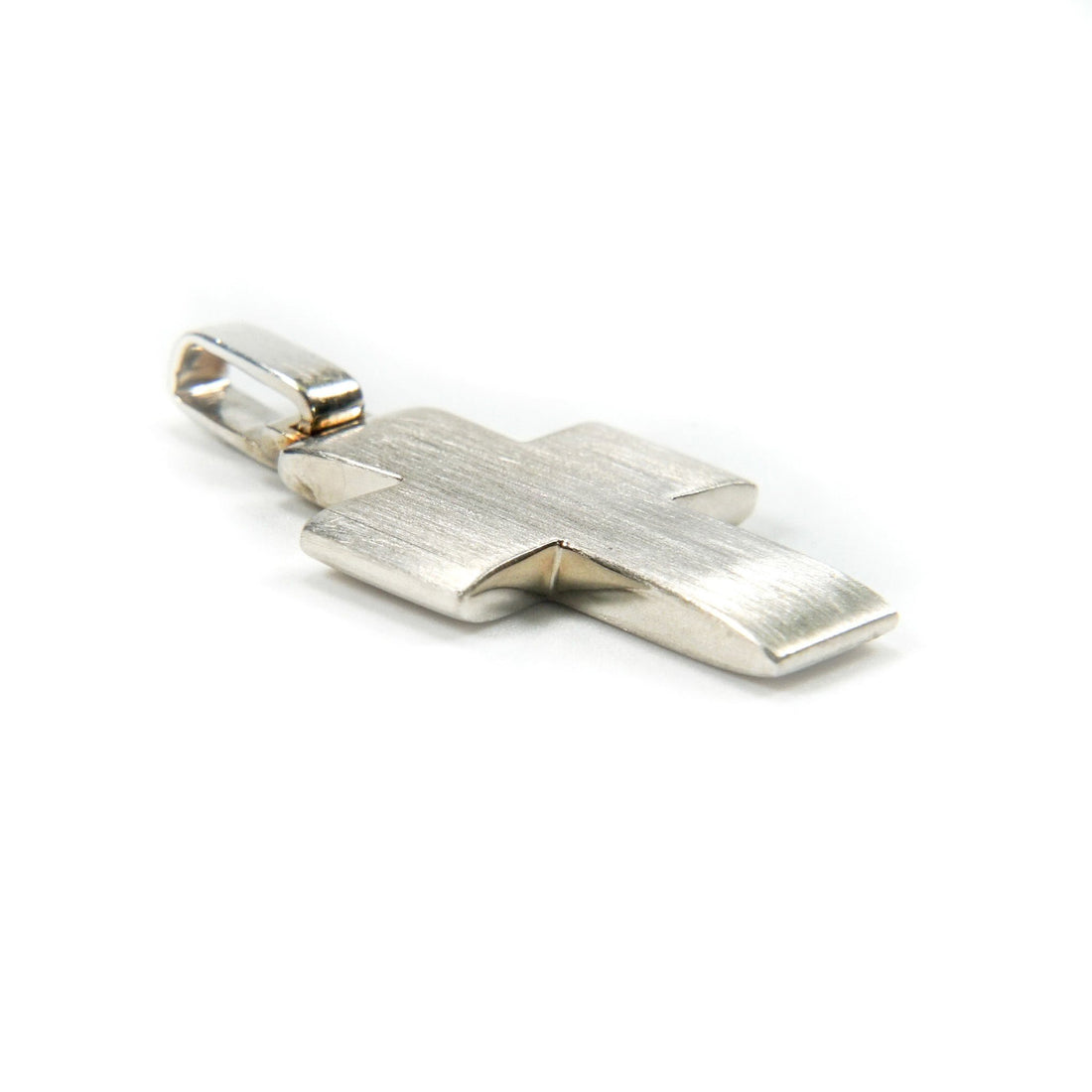 Tressor Cruz Rectangular Frente Abombado Oro Blanco