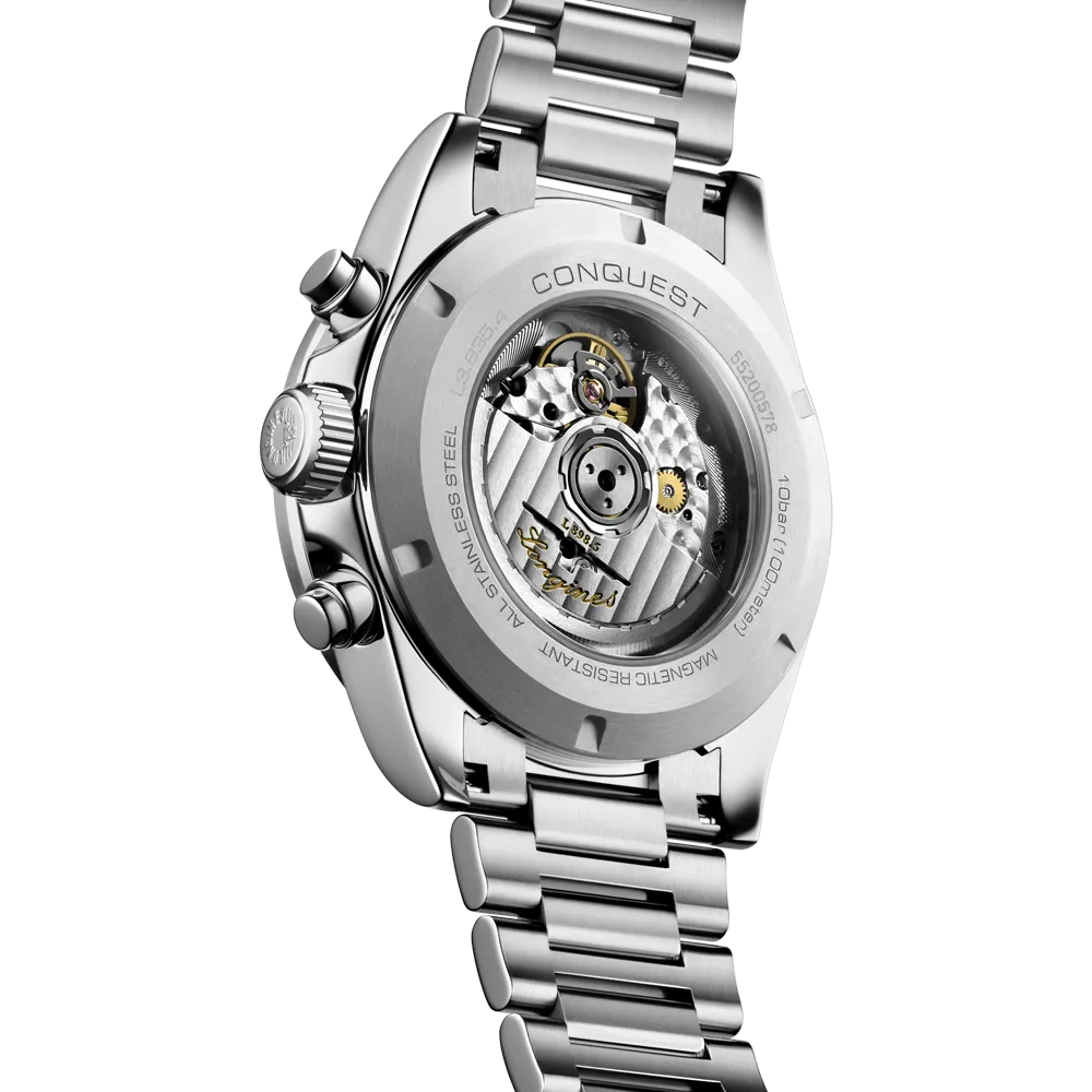 Conquest Chronograph Swiss Super-LumiNova® CONQUEST CHRONOGRAPH, L3.835.4.98.6, reloj Automático, Ø 42.00 mm, Acero inoxidable y cerámica.