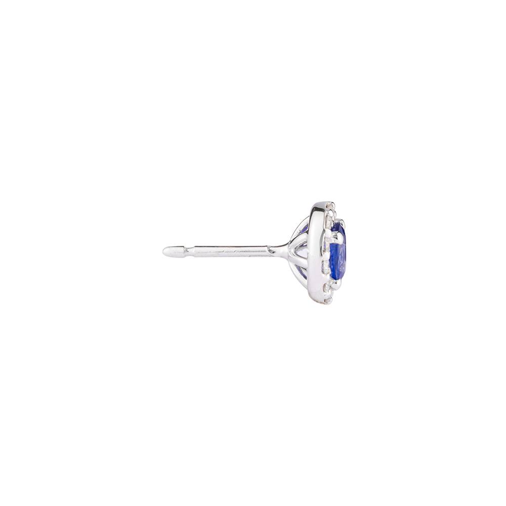Par de Aretes Oro Blanco con Diamantes y Zafiros