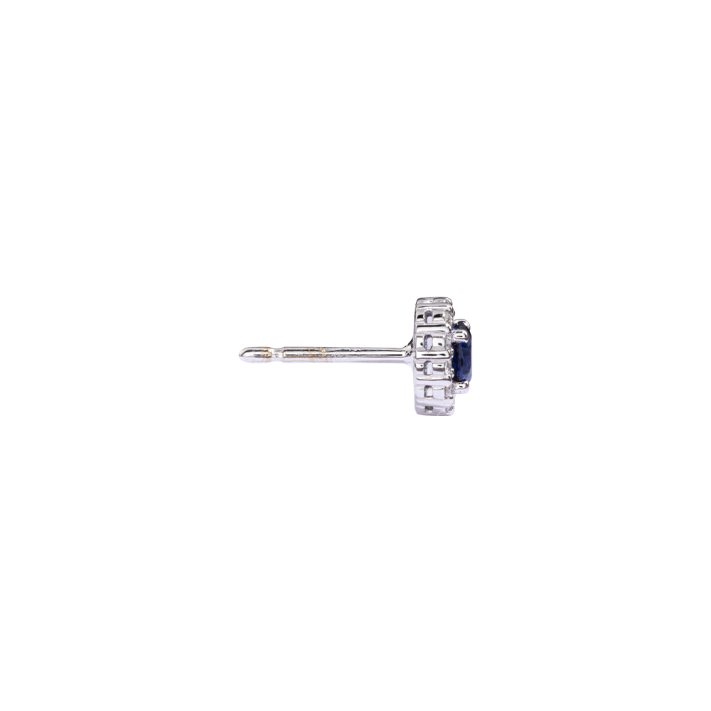 Par de Aretes Oro Blanco con Diamantes y Zafiros