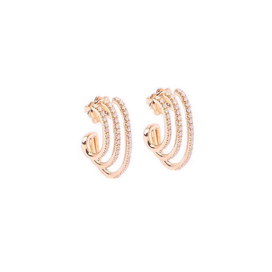 Aretes largos en Oro rosa con diamantes