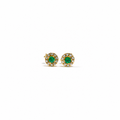 Aretes de Esmeraldas y Diamantes en Oro Amarillo de 14K