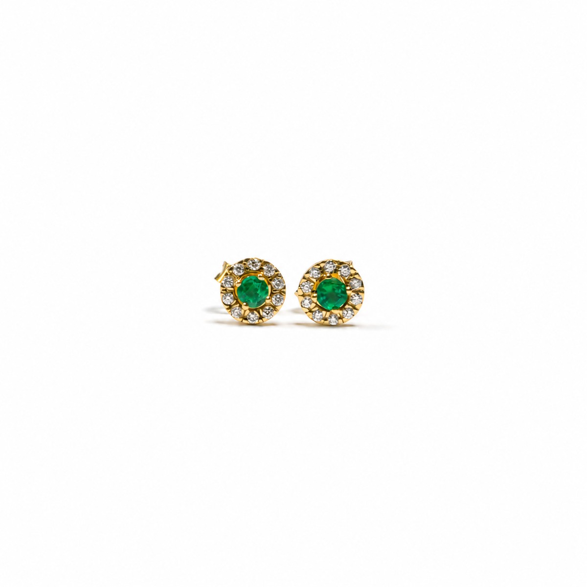 Aretes de Esmeraldas y Diamantes en Oro Amarillo de 14K
