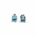 Aretes de Topacio Azul y Diamantes en Oro Blanco de 14K
