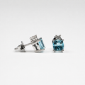 Aretes de Topacio Azul y Diamantes en Oro Blanco de 14K, vista alternativa