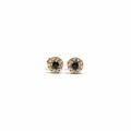 Aretes de Zafiro Azul y Diamantes en Oro Amarillo de 14K