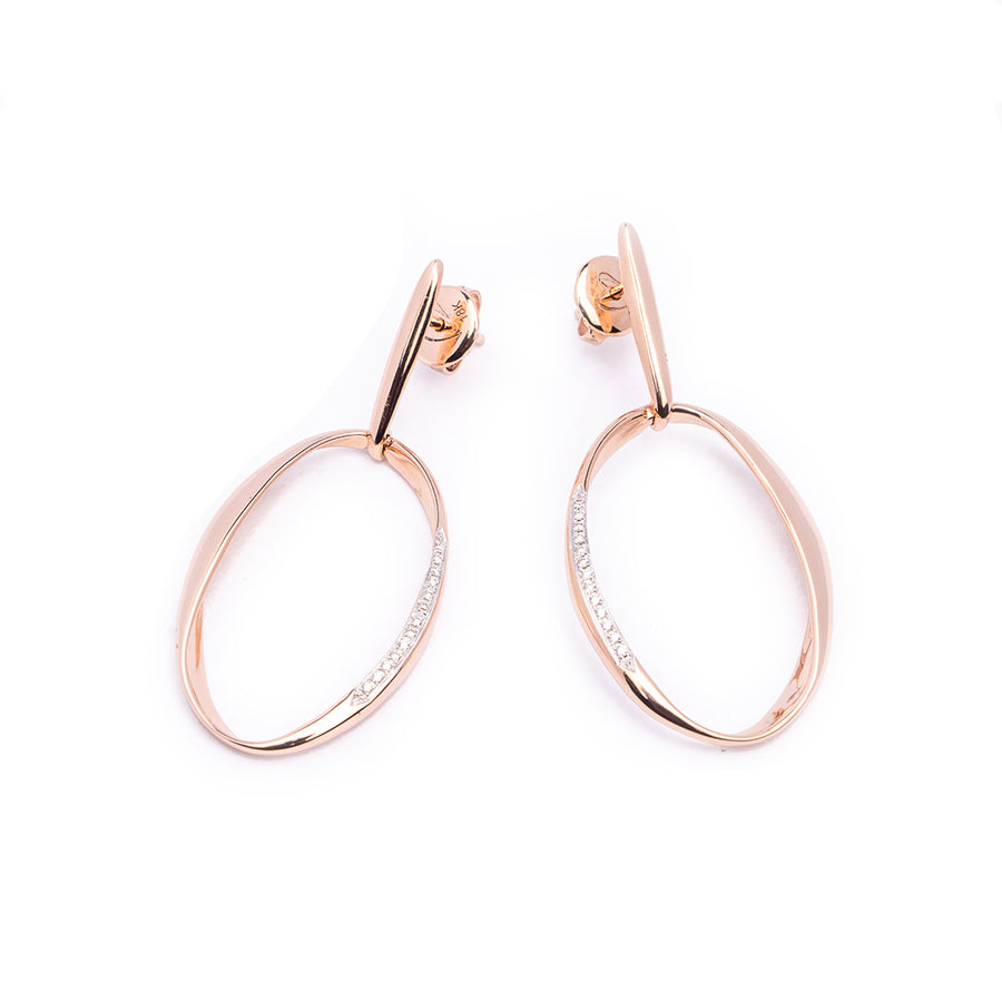 Aretes en Oro rosa de 18k con diamantes blancos