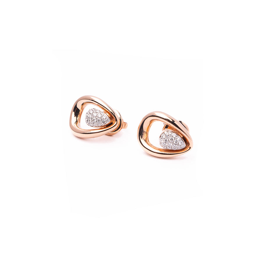 Aretes en Oro rosa de 18k con diamantes blancos