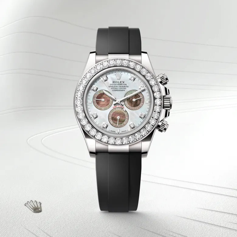 Oyster, 40 mm, oro blanco y diamantes | M126589RBR-0001