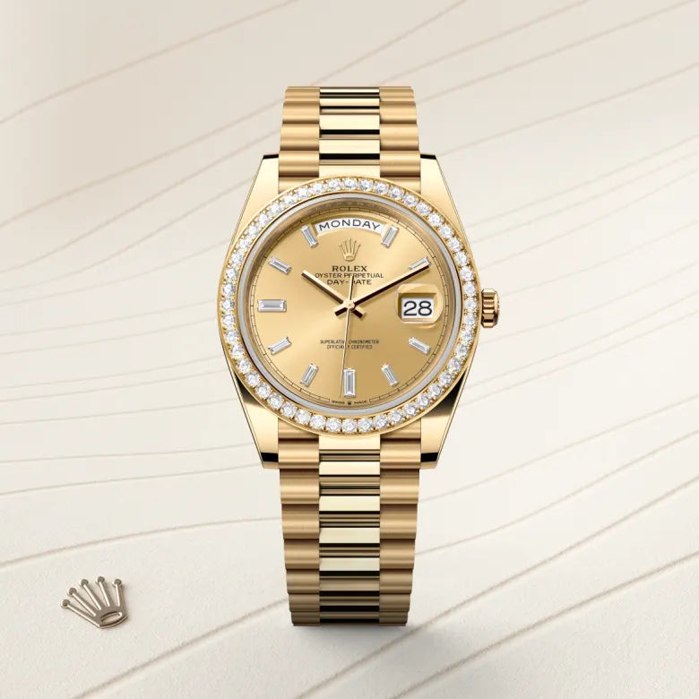 Oyster, 40 mm, oro amarillo y diamantes | M228348RBR-0002