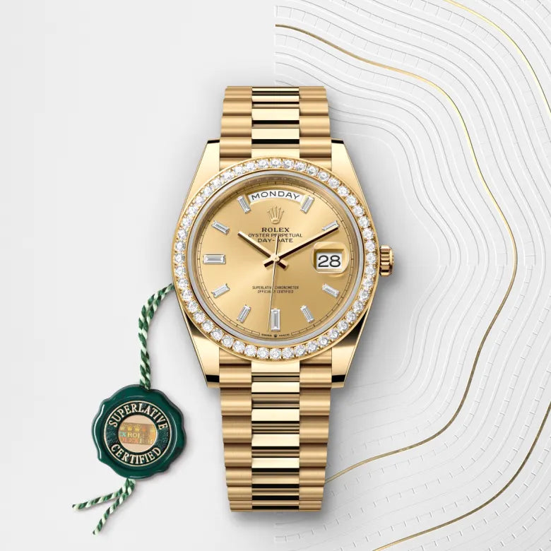 Oyster, 40 mm, oro amarillo y diamantes | M228348RBR-0002