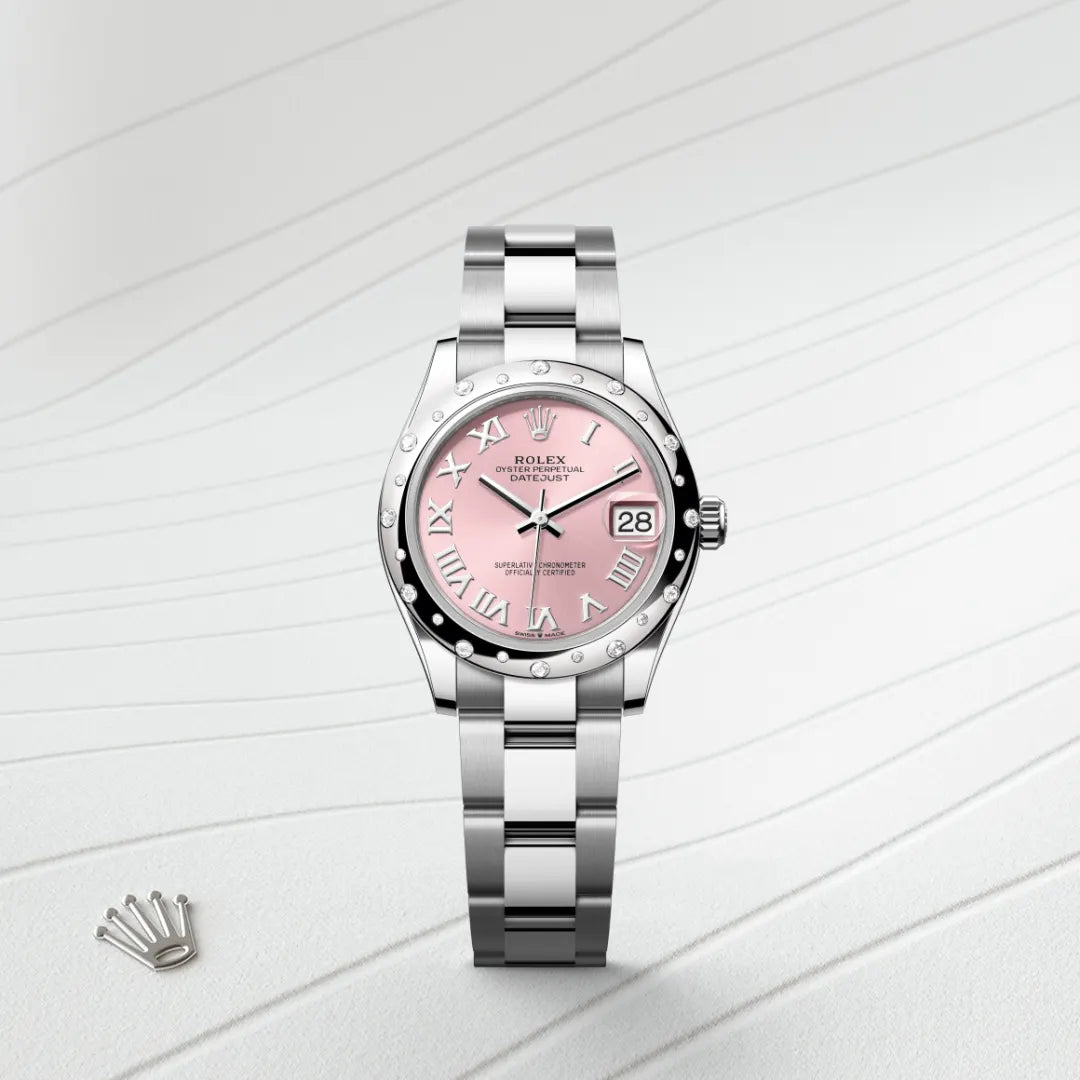 Oyster, 31 mm, acero Oystersteel, oro blanco y diamantes | M278344RBR-0021