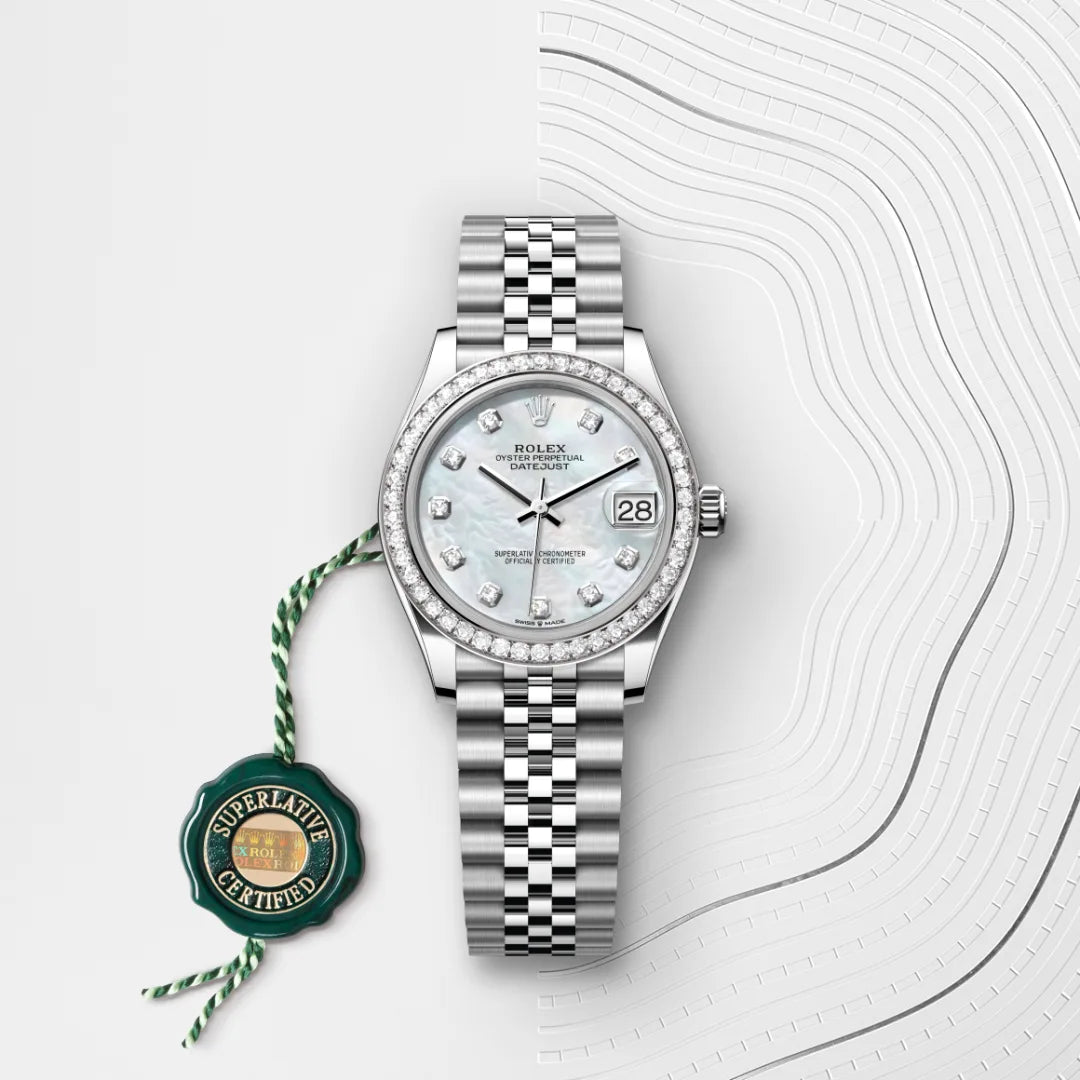 Oyster, 31 mm, acero Oystersteel, oro blanco y diamantes | M278384RBR-0008