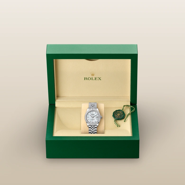 Oyster, 31 mm, acero Oystersteel, oro blanco y diamantes | M278384RBR-0008