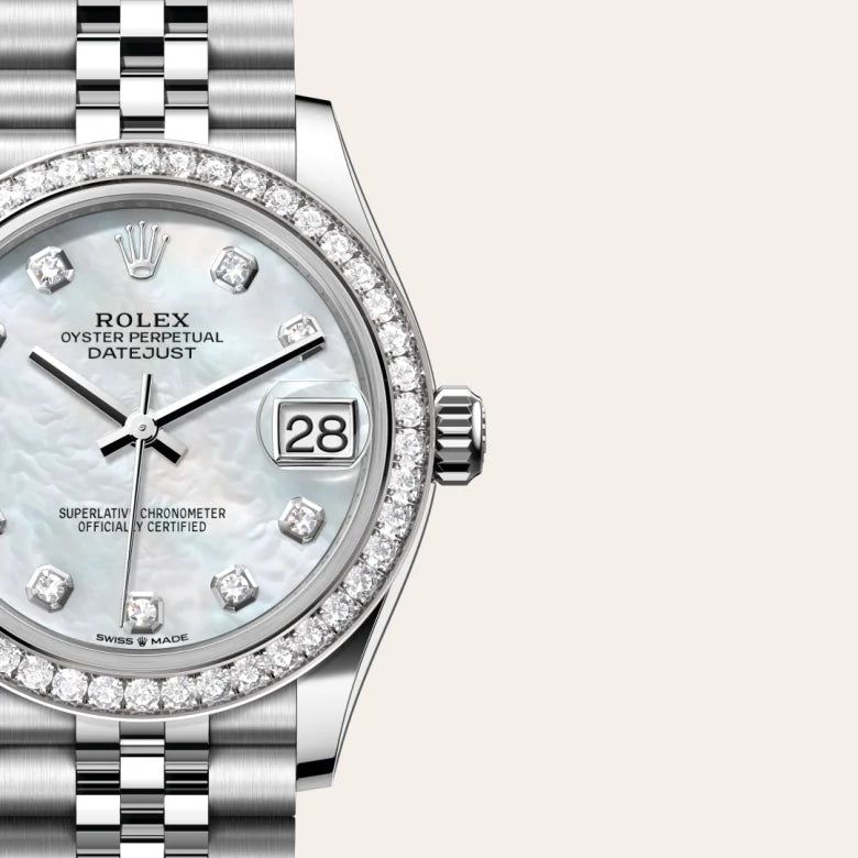 Oyster, 31 mm, acero Oystersteel, oro blanco y diamantes | M278384RBR-0008