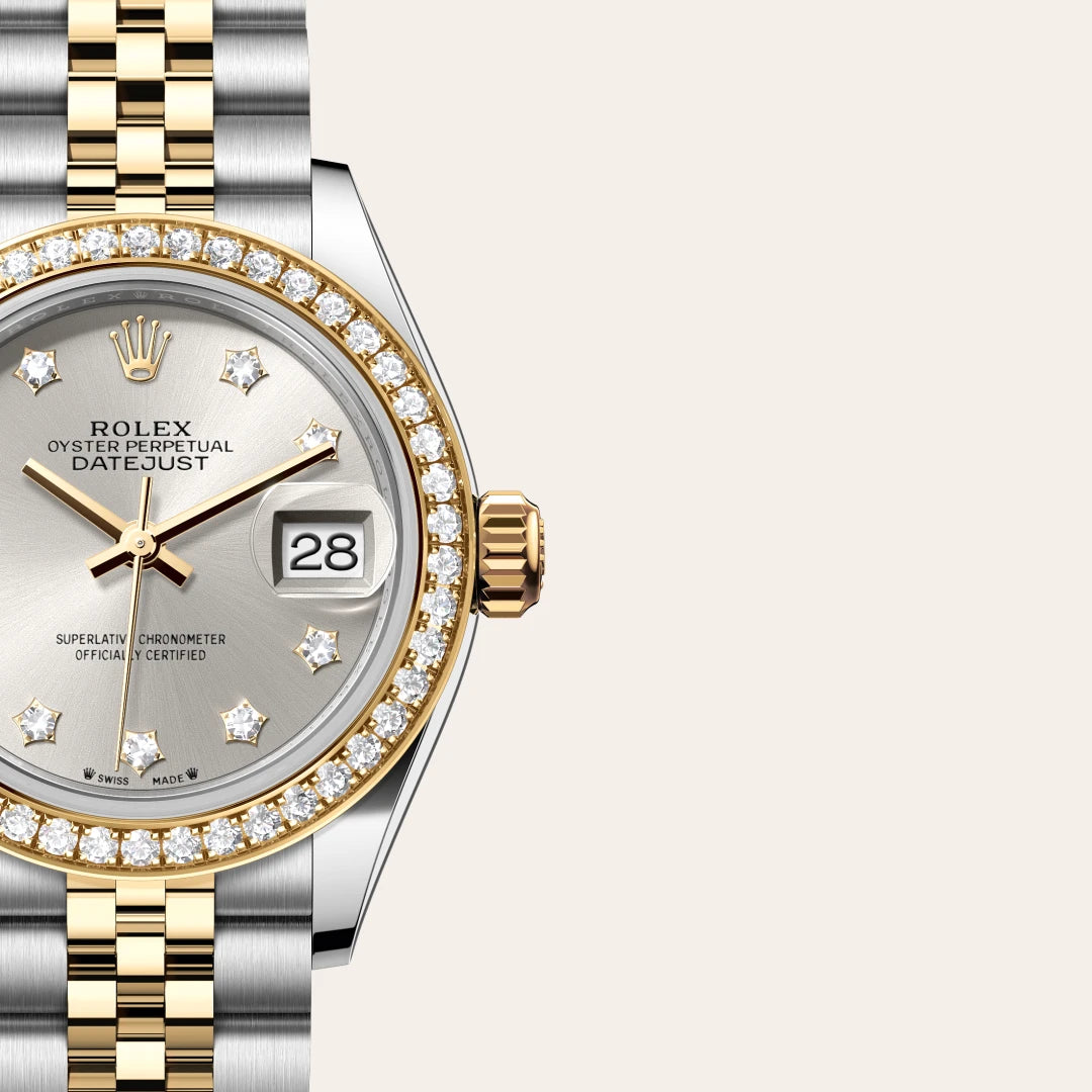 Oyster, 28 mm, acero Oystersteel, oro amarillo y diamantes | M279383RBR-0003