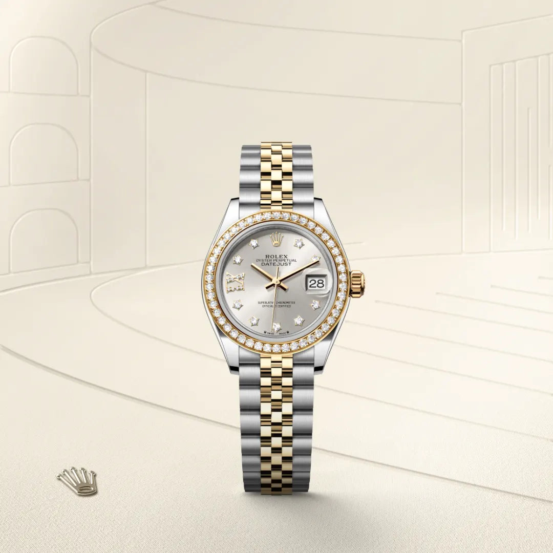 Oyster, 28 mm, acero Oystersteel, oro amarillo y diamantes | M279383RBR-0003