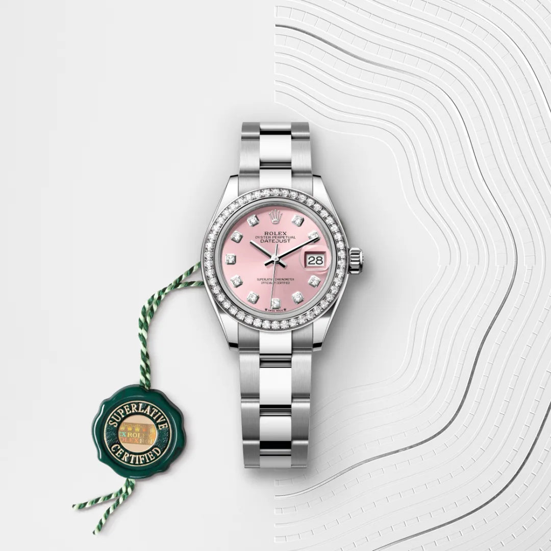 Oyster, 28 mm, acero Oystersteel, oro blanco y diamantes | M279384RBR-0004