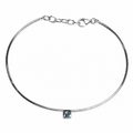 Pulsera Esclava de Topacio Azul en Oro Blanco de 14K