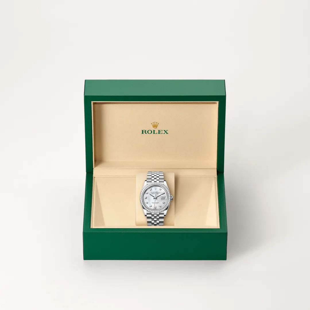Oyster, 36 mm, acero Oystersteel, oro blanco y diamantes | M126284RBR-0011