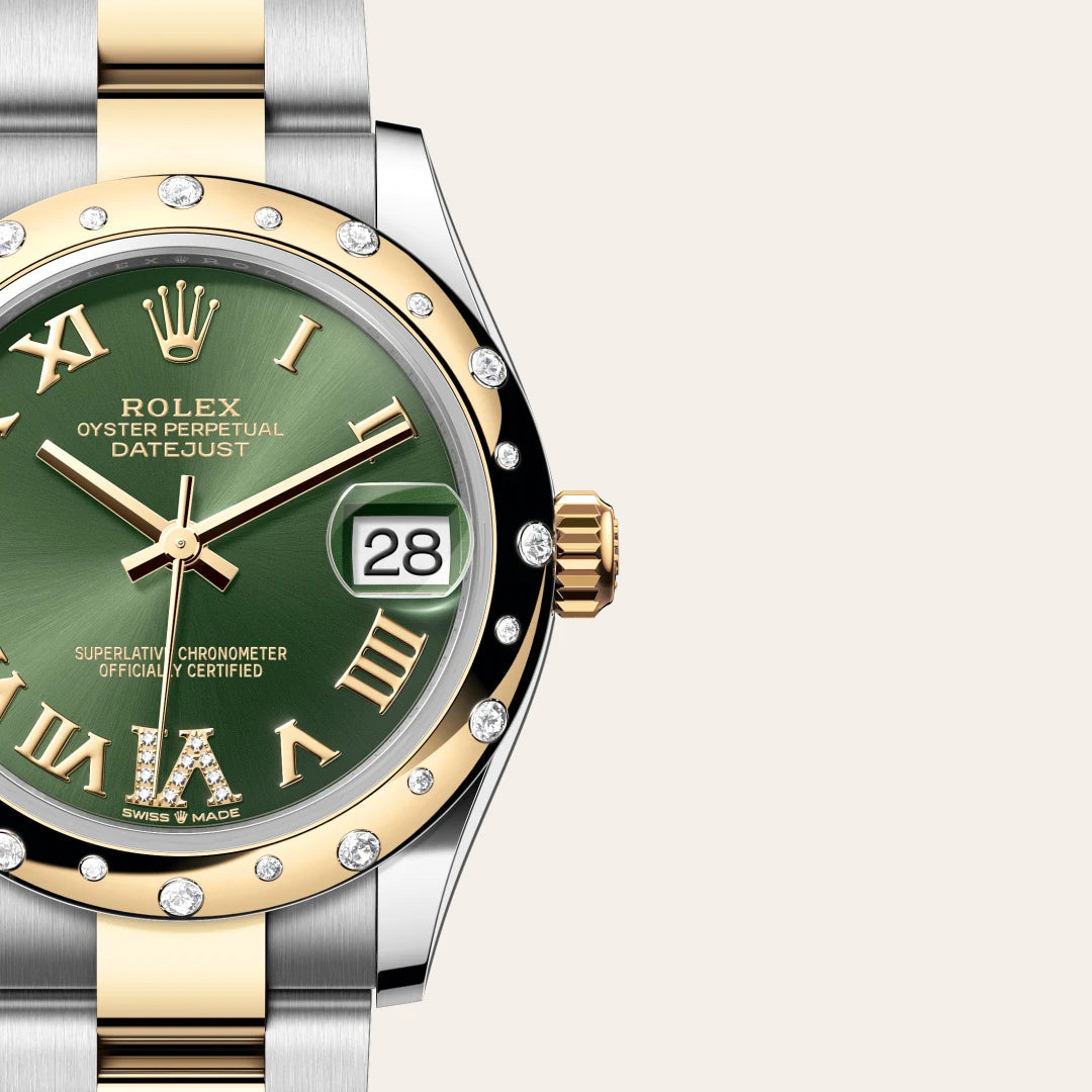 Oyster, 31 mm, acero Oystersteel, oro amarillo y diamantes | M278343RBR-0015
