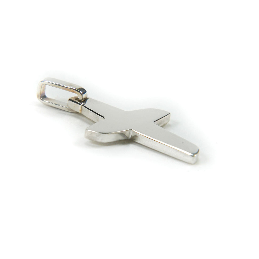 Tressor Cruz Rectangular Redondeada Oro Blanco